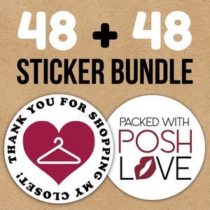 96 Posh Packaging Sticker Labels 2" Round Poshmark